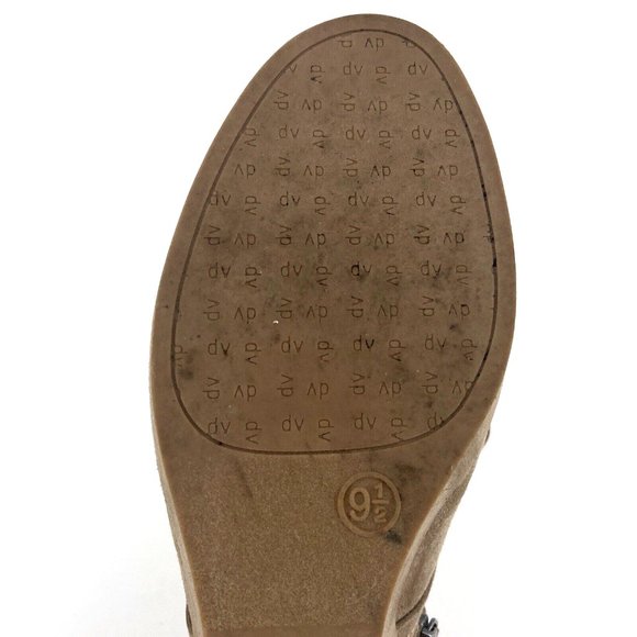 DV Dolce Size 9 Wedge Ankle Boots Booties Tan Taupe Side Zip Tie-up Faux Suede - Picture 9 of 11